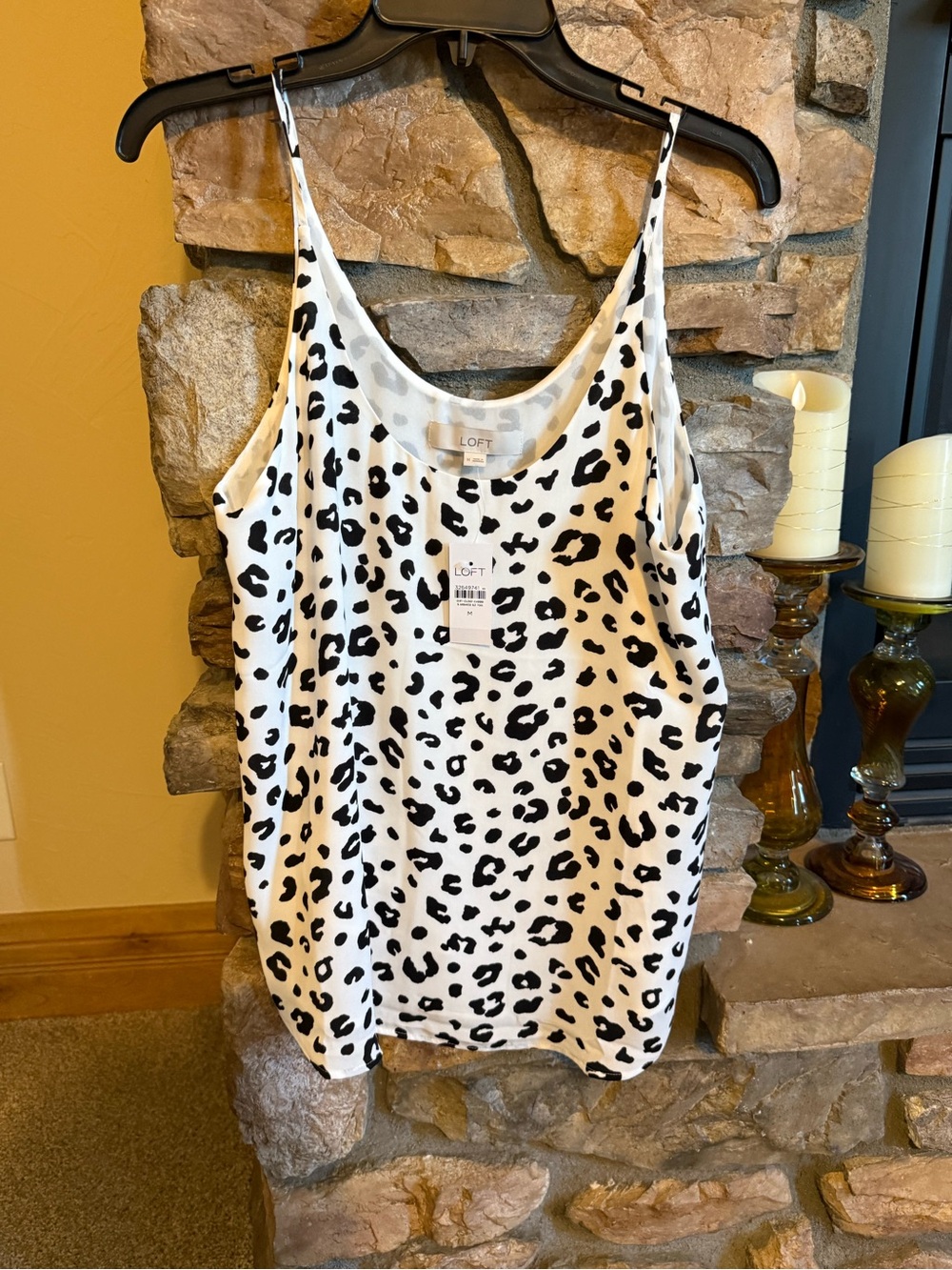 LOFT Black and White Leopard Print Camisole